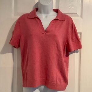 J. CREW Pink Cashmere/Cotton Collared Preppy Coastal Grandma Resortwear Top M